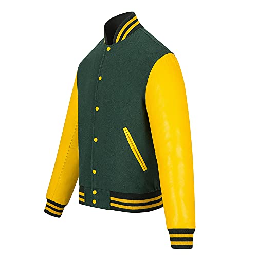 Image of Varsity Jacket Baseball Letterman Jacket- Wool and Leather Premium Quality Unisex Basketball Jacket