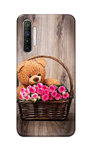 Image of PRINTFIDAA Roses and Teddy Bear in The Wicker Hard Back Cover for Realme XT /Realme X2 Back Cover -(P6) KAT1004
