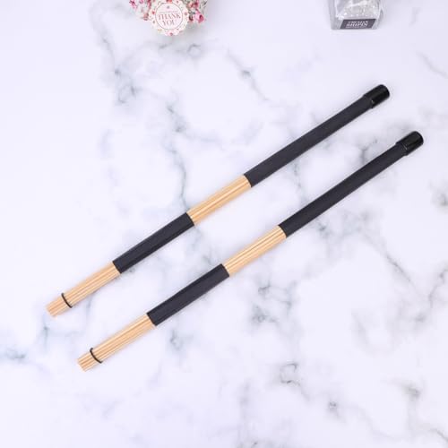 Baquetas de madera para jazz, 1 par, mango de goma, negro, para batería y percusión miniatura 5