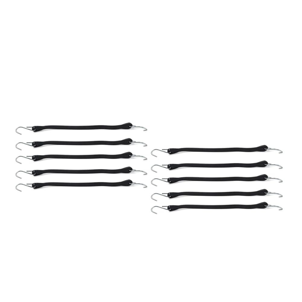 SIKUAI Lot de 10 tendeurs élastiques d'extérieur de 38 cm avec crochets et sangles d'arrimage en caoutchouc noir pour caravanes, remorques, bateaux, bus, mobil-homes