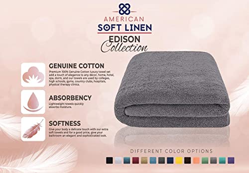 American Soft Linen Oversized 40X80 Jumbo Large Bath Towels For Bathroom, 100% Ringspun Cotton Bath Sheet For Adults, Light Grey #TOP3