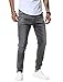 Woenzaia Slim Fit Jeans for Men Fashion Ripped Skinny Denim Pants Stretch Tapered Jeans(Light Grey,34)
