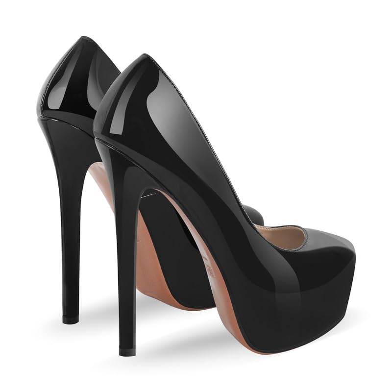 Scarpe da sera da donna con tacco alto, con tacco a spillo, Nero , 44 EU
