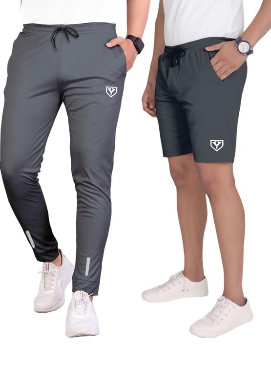 Men's Blend Shorts with Stylish Design Comfortable and Versatile Track Pant Combo Pack (Steel Grey-XL)-picture-20