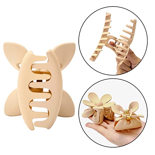 6Pcs Big Hair Claw Clips Nonslip Large Claw Clip For Women Thin Hair Cute Jaw Hair Clips For Women Hair Claws Barrettes Ponytail Holder Hair Accessories,Milk Tea #TOP2