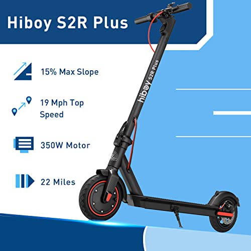 Image of Hiboy S2R Plus Electric Scooter for Adults, 19 MPH, 22-Mile Range | 500W peak motor, removable battery, dual brakes, app control and foldable frame