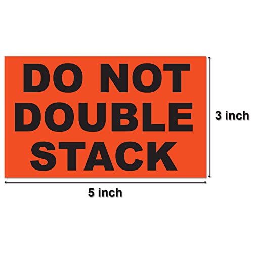 Officesmartlabels - 5" X 3" [Do Not Double Stack] Fluorescent Orange - Shipping Label Stickers For Shipping Packing & Handling - Pressure Sensitive Permanent Adhesive [300 Labels/Roll, 1 Roll=300] #TOP1