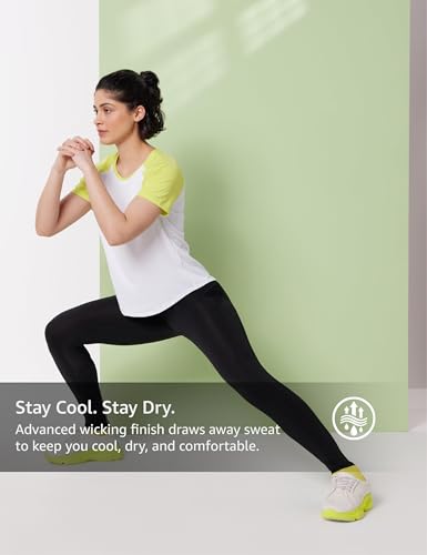 Image of Symbol Premium Women's Solid Regular Fit Sports Stretch T-Shirt | Round Neck | Raglan Sleeve | Moisture-Wicking | Activewear | Running | Gym | Plain (Available in Plus Sizes)