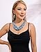 Bocar Fashion Crystal Chunky Collar Statement Necklace Earring Set for Women Gift (NK-10260-turquoise blue)