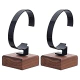 POPETPOP Supporto per Orologi a Forma di C in Legno Massello Nero 2 Pezzi