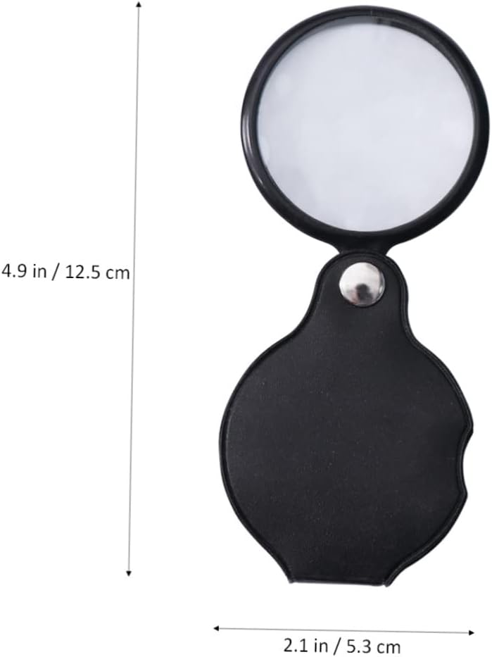 8pcs Pocket Magnifying Glass with Protective Pouch Diameter Folding Magnifier for Reading Jewelry Inspection Hobbies and Crafts Black