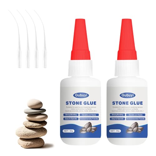 Colle à pierre 30 g x 2 - Colle à séchage rapide pour pierre, céramique transparente - Colle marbre pour pierre, marbre, granit et pierre artificielle - Colle...