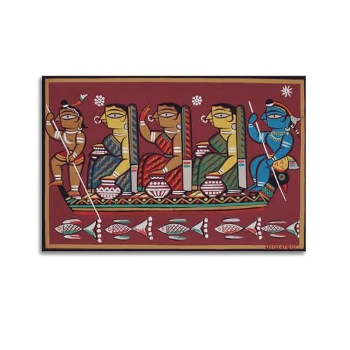 Jamini Roy（Boating） Posters of Famous Paintings Print Photo Art Painting Canvas Home Decorative Bedroom Modern Decors Gifts 12x18inch(30x45cm)