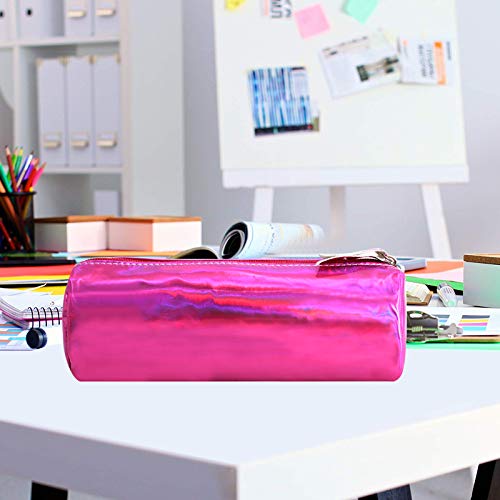 Image of Aisa Pencil Case Holographic Zipper Pen Bags Cosmetics Bags Rose Red