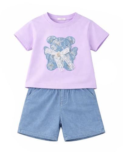 Image of Bold N Elegant Girls Cotton Cute Girly Vibes Cartoon Printed Short Sleeve T-Shirt Top & Shorts Summer Casual Clothing Set