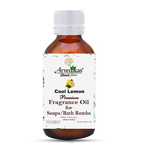 Arvedikas Premium Cool Lemon Fragrance Oil for Soap Making 100Ml Bottle Scented Oil for Making Herbal Soaps / Transparent soap / Bath Bombs or Cold Process soap