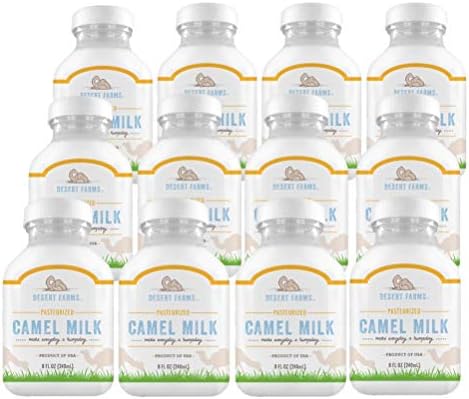 Desert Farms - Organic Fresh Frozen Camel Milk - Fresh Flavor with Health Benefits - Pure & Natural Grade A - Allergen Free Milk from Healthy Camels in Midwest - Made In The USA [12 Pack]