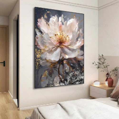 Affiche moderne et luxueuse toile florale abstraite dorée pour bureau