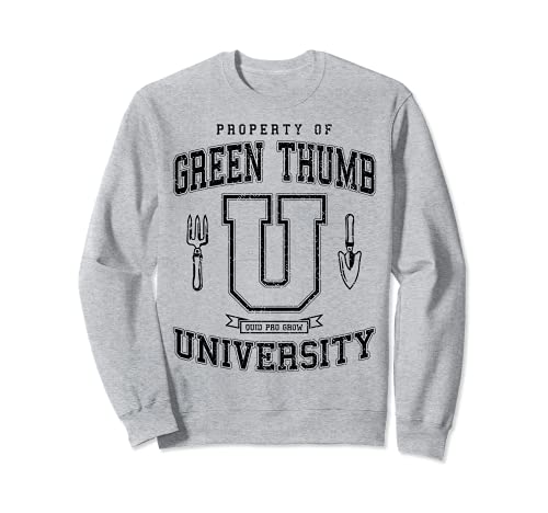 Funny Green Thumb University Vintage Varsity Plant Lover Sweatshirt, Black