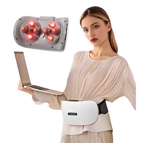 QXC Dual Disc Abdominal Massager with Heat, Electric Belly Fat Burner Machine with Bian-Stone Massage Heads, Stomach Massager for Digestion to Relieve Bloating & Period Cramps, Constipation, Gas