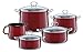 Riess, 0584-008, Familien-Set 5-teilig, NOUVELLE - ROSSO EXTRA STARK, bestehend aus: Fleischtopf mit Glasdeckel 16und 20 cm, Kasserolle mit Glasdeckel 16 und 20 cm und Schnabeltopf 12 cm