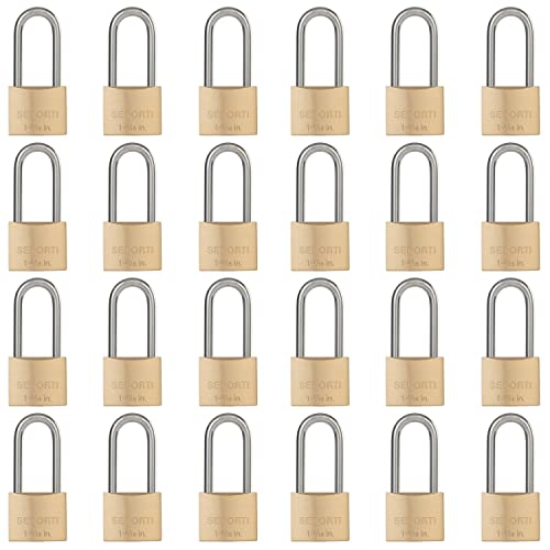Image of SEDORTI Weatherproof Padlock with Stainless Steel 304 Long Shackle and Solid Brass Body, 1-9 /16 in. Wide, 24 Padlocks Keyed Alike, Marine Grade Rustproof Lock for Outdoors Use YNBSP2440