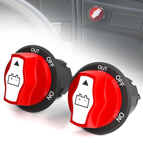 PSEQT 2Pcs Battery Disconnect Switch, Master Cut Shut Off Isolator Rotary Switch 12V 48V for Car Trailer Truck RV ATV Boat, Max 32V DC 100A Cont 150A Power On-Off-Out Switches