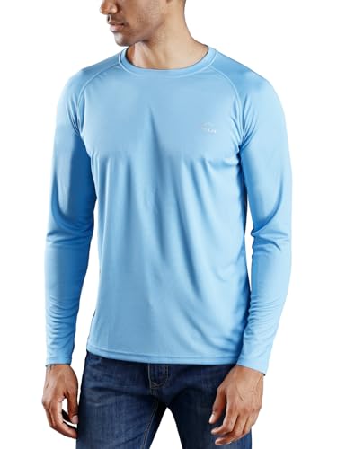 Image of Willit Men's Rash Guard Swim Shirts UPF 50+ Long Sleeve Shirts Sun Protection SPF Hiking Fishing UV Shirt, Blue, 3X-Large