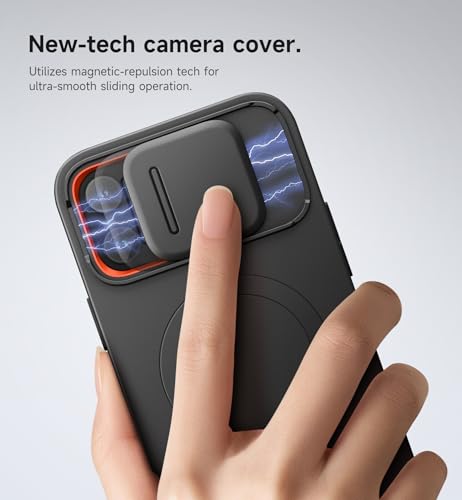 Image of SURITCH for iPhone 13 Pro Max /12 Pro Max Case with Magnetic Camera Slide Cover and Adjustable Kickstand, Compatible with MagSafe, Shockproof Bumper Case Slim Protective Cover 6.7 Inch, Black