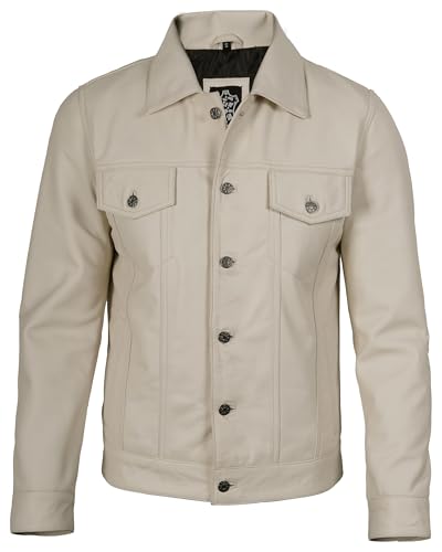 Image of Blingsoul Men's Leather Jacket - Real Full-Grain Lambskin Trucker Jacket for Men
