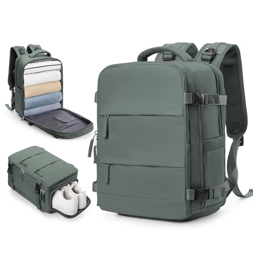 wepadre Travel Backpack Carry on Flight Approved Carry on Backpack for Airplanes Personal Item Travel Bag 18x14x8 Inches Traveling Backpack for Men Women Mochila de Viaje Olive Green