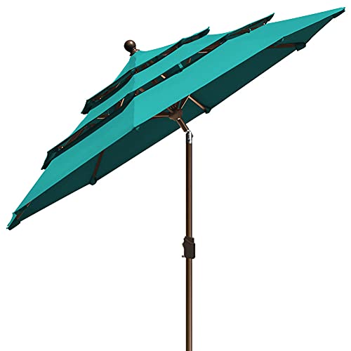 EliteShade USA 10-Year-Non-Fading 9Ft 3 Tiers Market Umbrella Patio Umbrella Outdoor Table Umbrella with Ventilation, Teal - Thumbnail 4