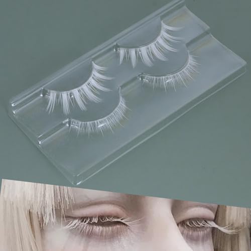 Manga Lashes Natural Wet Look Wispy Spiky 10 Pairs Anime Eyelashes Extension Strip Thai Fake Eye Lashes Handmade Thick Soft (White 2 Pairs)