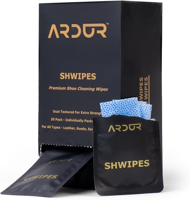 Top 10 Best Shoe Cleaning Wipes for Easy Footwear Care 12 Ardur Premium Shoe Cleaning Wipes For Sneakers (30 Individually Wrapped Wipe) | Dual-Texture Design | Travel-Size | For Leather, Suede, Nubuck, Rubber & Synthetic | Quick-Dry Formula