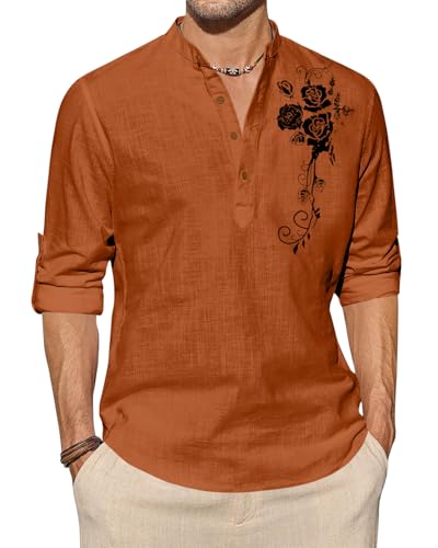 Image of Zombom Men's Cotton Polyester Blend Mandarin Collar Self One Design Printed Full Sleeve Casual Short Kurta