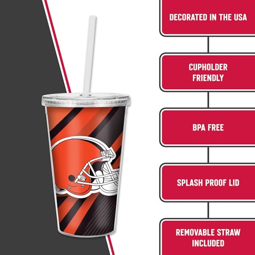 Gobelet Cleveland Browns NFL transparent avec paille isotherme - 8