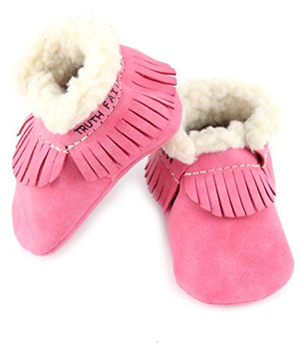 First Steps Kid's Metallic Fringe Bootie with Faux Fur, Hot Pink 5 M Toddler