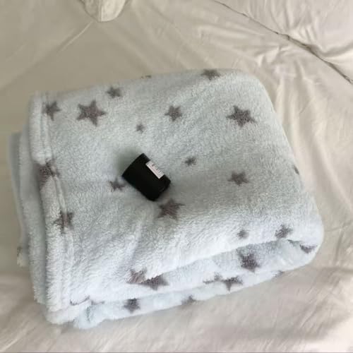 Polar Fleece Throw Blanket, Double-Sided Cozy Blanket for Autumn Winter, Cute Pattern Nap Shawl Sofa Blanket with Multiple Sizes & Patterns for All Ages (Blue Star, 40 * 60in)