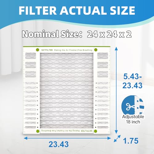 Image of 24x24x2 Air Filter AC Furnace MERV 13 Comparable with MPR 1900 FPR 10 HVAC Air Condition cabin Vent Fan Electrostatic Pleated Actual Size 23.43 x 23.43 x 1.75 6 Packs