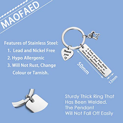 MAOFAED Hairstylist Gift Hair Dresser Retirement Gift A Truly Great Hair Stylist is Hard to Find Keychain Cosmetologist Gifts2