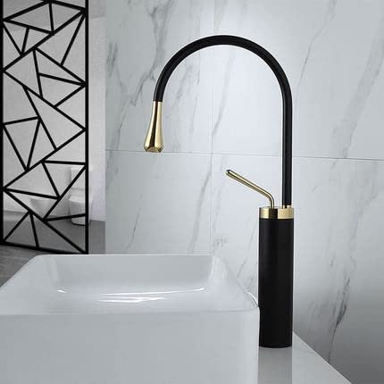 Grifo De Lavabo Solo Agua Fría En Color Negro - Acero Inoxidable 304, Aerador Ahorrador, Fácil Instalación