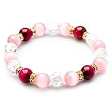[京珠堂] 天然石 パワーストーン ブレスレット レディース 金運 恋愛運 厄除け キャッツアイ×クラック水晶×ピンクタイガーアイ10mm