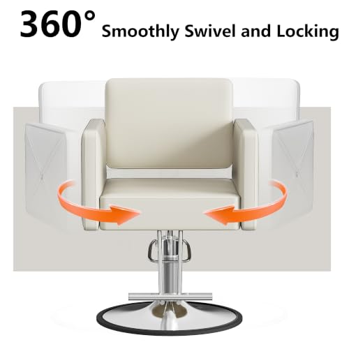 Image of LOUVIXA Barber Chairs for Hair Stylist, Height Adjustable Hydraulic Salon Chair, 360 Degrees Rotation, Multi-Function Shampoo Chair for Salon Home Barbershop (White)
