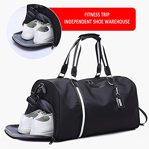 Gym Bag, heren en vrouwen reizen plunjezak, schoen compartiment en natte tas, slijtvaste en waterdichte stof, rits, yoga… - Image 4
