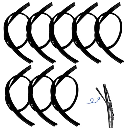 8 Stück Scheibenwischer Gummi, 80cm Scheibenwischern Zuschneidbare, Zuschneidbar Ersatz Wischergummi, Silber-Schwarz Scheibenwischergummi Ersatz, Wischergummi Meterware für Pkw Transporter Lkw