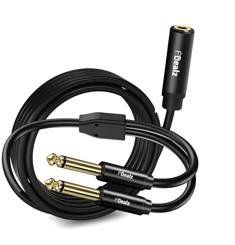 Image of [ 1.5 Meter ] 3.5mm Stereo Female to 2 Ports 6.35 Male Mono Cable, 3.5mm 1 /8 TRS Female to Dual 6.35mm 1 /4 TS Male Stereo to Mono Y Splitter Cable, 3.5 Female to 2 Ports 6.35 Male Mono Cable