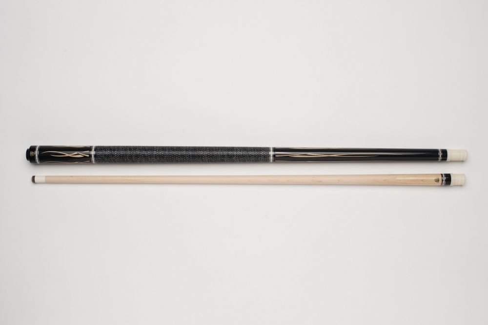 Demon DF1-002 Billard-Queue für Poolbillard, 2-teilig, mit Qualitäts-Klebeleder, Vollholz-Oberteil, Leinen-Griffband inkl. Gewindeschoner