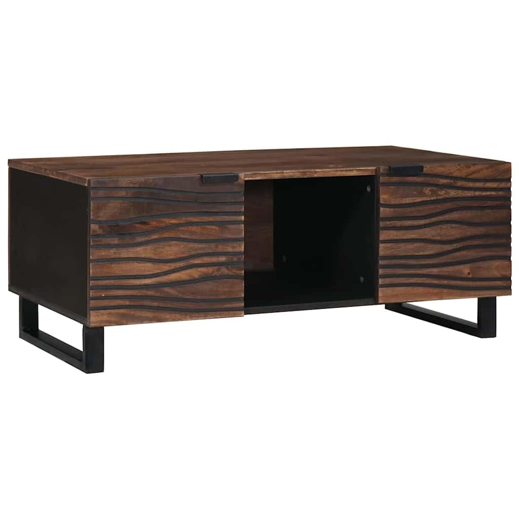 Table basse en bois de noyer et pieds en métal au design moderne
