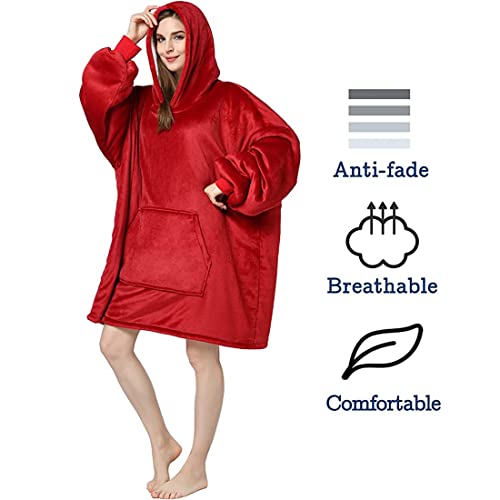 Image of Maharsh Oversized Hoodie Blanket Women Ultra Plush Fleece with Soft Sherpa Reversible Warm Cosy Comfy Wearable Hooded Giant Sweatshirt Throw for Girls Adults Men Boys Kids Big Pocket