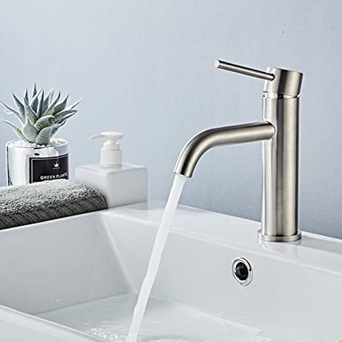 Robinet de lavabo de salle de bain mitigeur eau chaude et froide en acier inoxydable anti-corrosion
